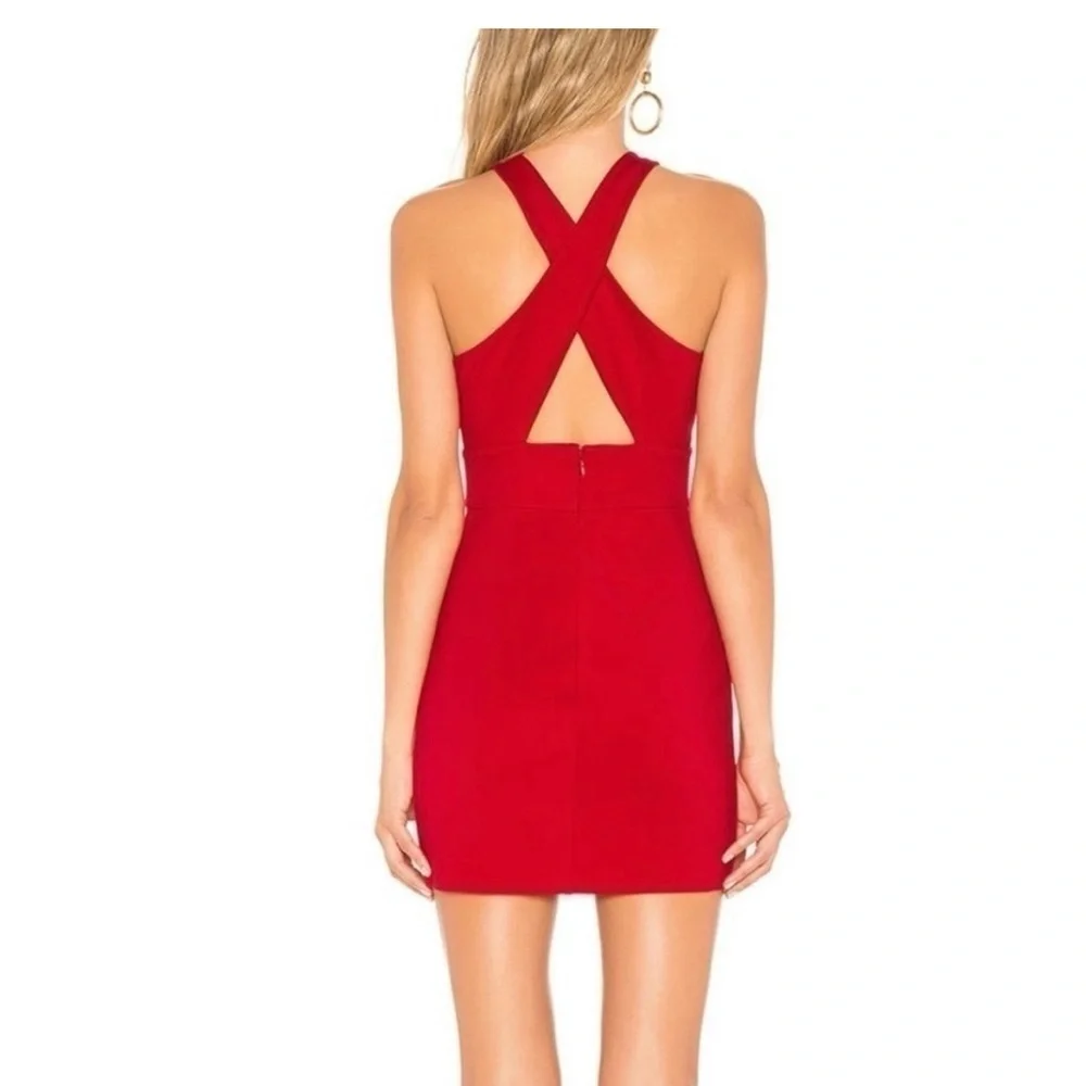 NBD Red Cross-Front Mini Dress - Picture 2 of 5
